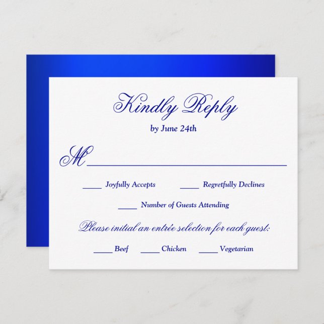 Royal Blue Meal Selection RSVP Card (Front/Back)