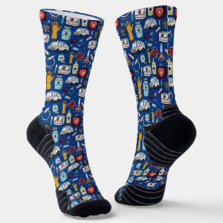 Royal Blue Medical Print Athletic Socks
