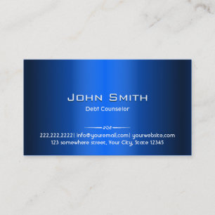 Royal Blue Metal Debt Counsellor Business Card