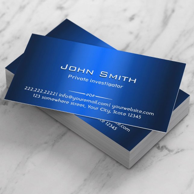 Royal Blue Metal Investigator Business Card (Creator Uploaded)