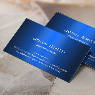 Royal Blue Metal Nurse Business Card
