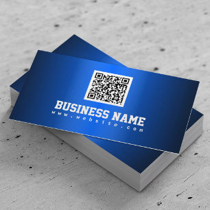 Royal Blue Metallic QR code Business Card
