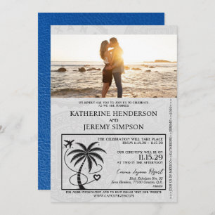 Royal Blue Mexico Passport Wedding Invitation