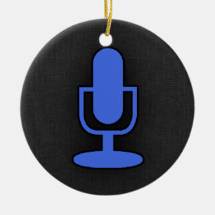 Royal Blue Microphone Ceramic Ornament