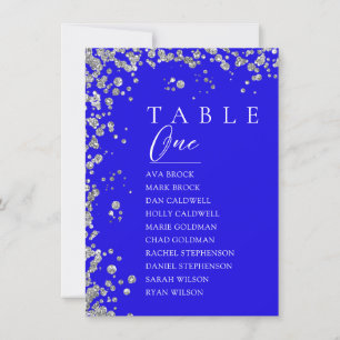 Royal Blue Minimal Table Number Seating Chart