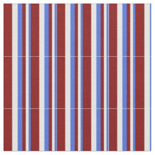 Royal Blue, Mint Cream & Maroon Coloured Stripes Fabric