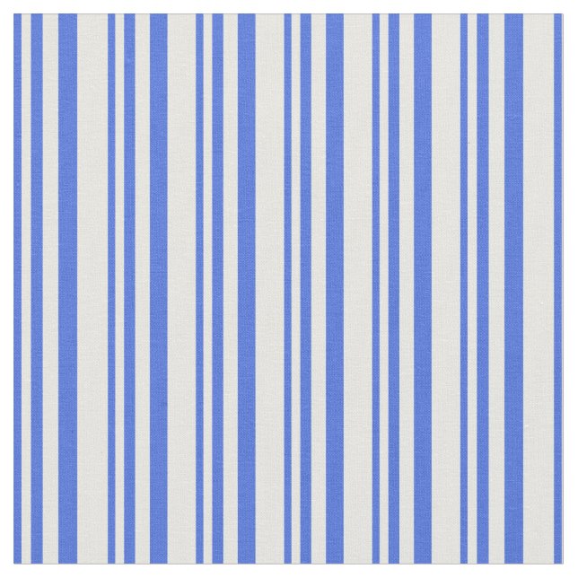 Royal Blue & Mint Cream Stripes Pattern Fabric (Close Up)