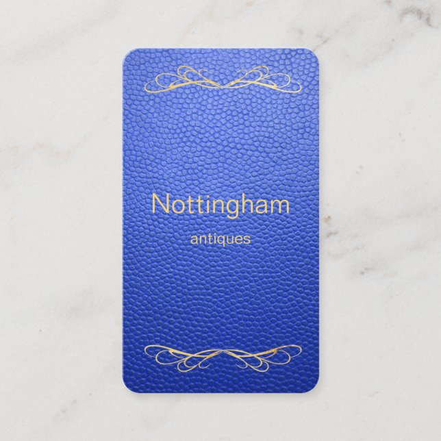 Royal Blue Mock Leather Instagram Style Business Card (Front)
