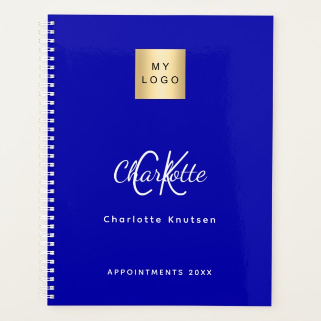 Royal blue monogram business logo 2025 planner (Front)