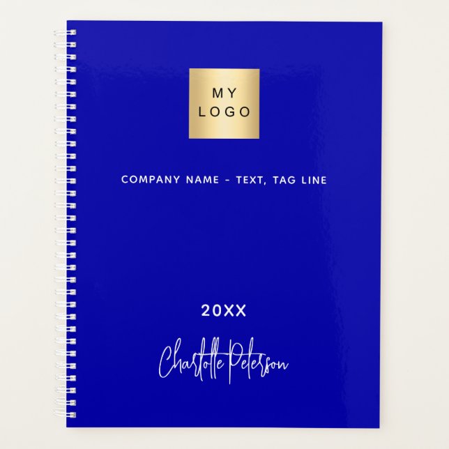 Royal blue monogram business logo 2026 planner (Front)