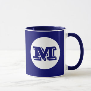 Royal Blue Monogram Custom Printed Coffee Mug