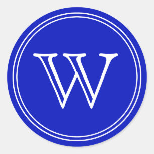 Royal Blue Monogram Envelope Seals Favour Tags