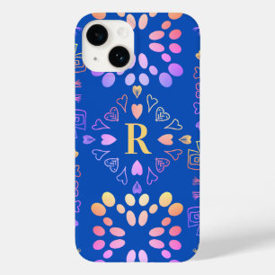 Royal Blue Monogram Pink Lilac Pattern Case-Mate iPhone 14 Case