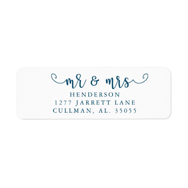 Royal Blue | Mr & Mrs Return Address Label (Front)