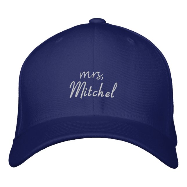 Royal Blue Mrs Bride Hat, Wifey Hat, Bride Gift Embroidered Hat (Front)