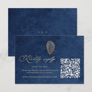 Royal Blue Navy Ocean Wedding QR Code Rsvp  Card