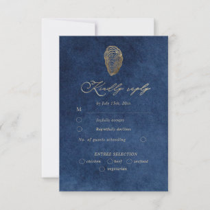 Royal Blue Navy Ocean Wedding Rsvp Response Card