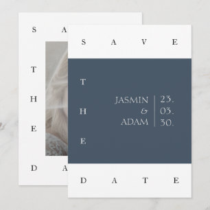Royal Blue Opulence Minimal Photo Wedding Save The Date