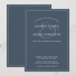 Royal Blue Opulence Script Wedding Invitation