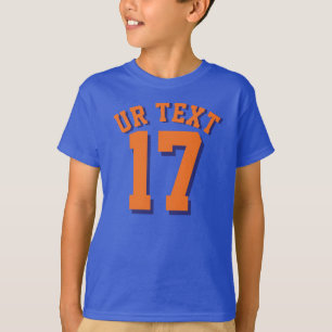 Royal Blue & Orange Kids   Sports Jersey Design T-Shirt