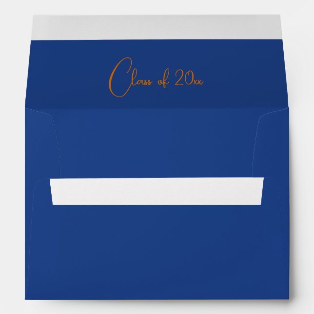 Royal Blue & Orange Typography Graduation  Envelope (Back (Bottom))