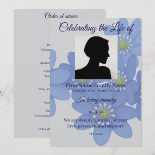 Royal blue order of service invitation