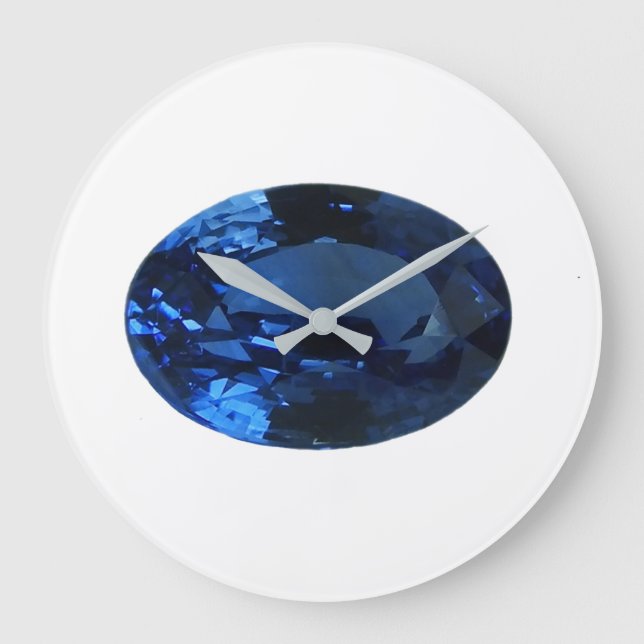 Royal Blue Oval Sapphire Blue Large Clock (Front)
