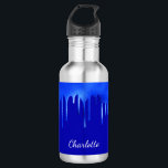 Royal blue paint dripping name script 532 ml water bottle<br><div class="desc">A chic royal blue background,  decorated with paint drips,  dripping look.  Personalise and add a name written with a modern,  elegant hand lettered style script.</div>