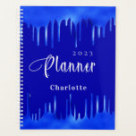 Royal blue paint drips name appointment 2025 planner<br><div class="desc">Royal blue background,  decorated with paint dripping look.  Personalise and add a year and name.  White letters.</div>