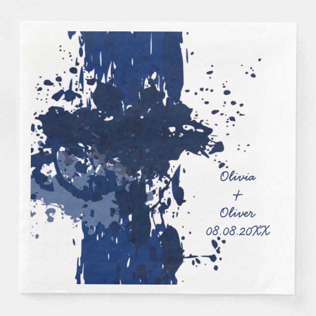 Royal-Blue Paint Splatter Napkin (Front)