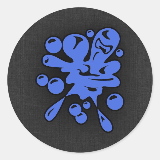 Royal Blue Paintball Classic Round Sticker (Front)