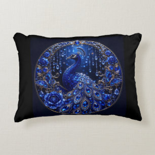 Royal Blue Peacock Crystal Glamour Decorative Cushion