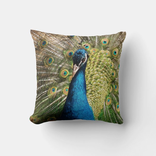 Royal Blue Peacock Cushion (Front)