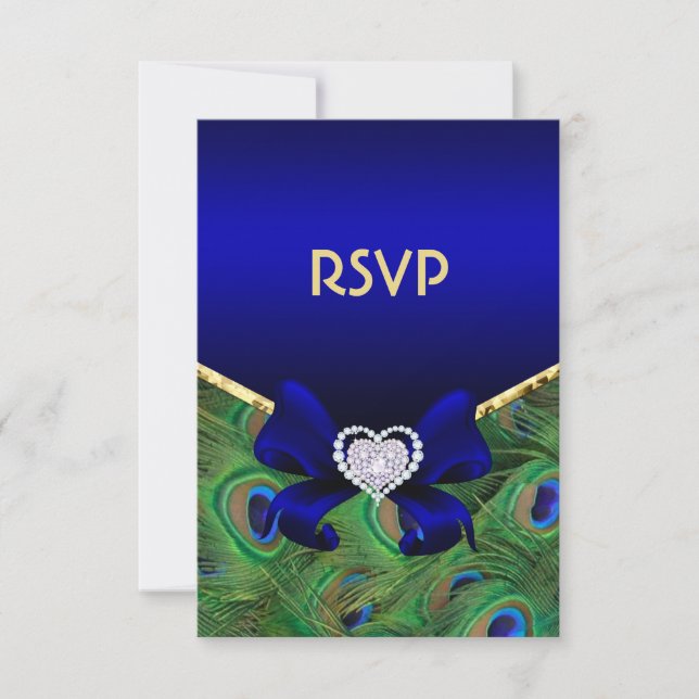 Royal Blue  Peacock RSVP Card (Front)
