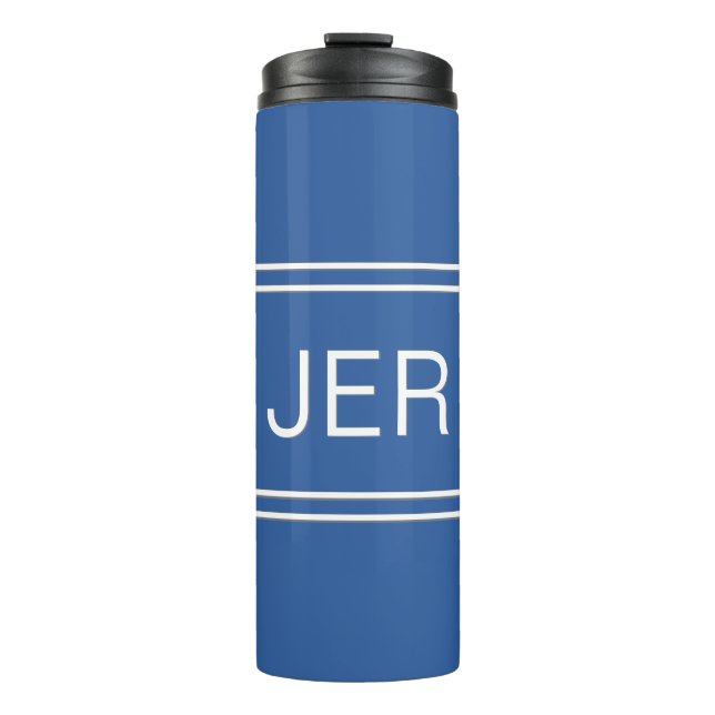 Royal Blue Personalised Monogram Initials Drink Thermal Tumbler (Front)