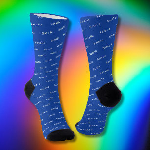 Royal Blue Personalised Name Socks Custom Text
