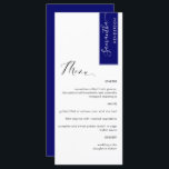 Royal Blue, Personalised with Guest Name Elegant Menu<br><div class="desc">Why spend in place cards and menu cards when you can have an elegant All-in-one elegant Menu personalised with each guest name, or the name of guest of honour! Contemporary, simple and elegant design with beautiful modern hand written calligraphy. Stripe on the top right corner in royal blue tone with...</div>