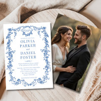 Royal Blue Photo Floral Victorian French Wedding