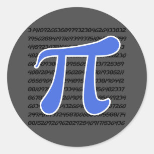 Royal Blue Pi Symbol Classic Round Sticker