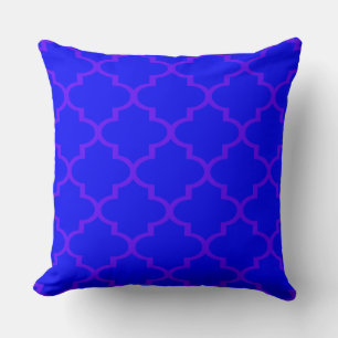 Royal Blue Pink Quatrefoil Lattice Pillow