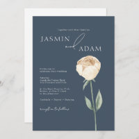 Royal Blue Pink Rose Gold Floral Wedding