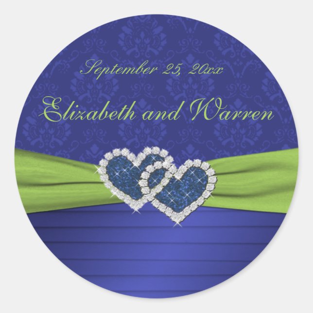 Royal Blue Pleats and Chartreuse Round Sticker (Front)