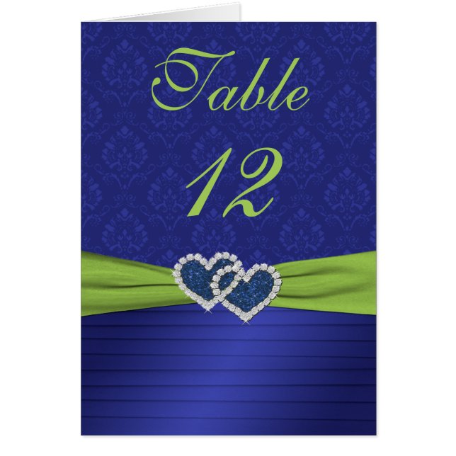 Royal Blue Pleats and Chartreuse Table Card (Front)
