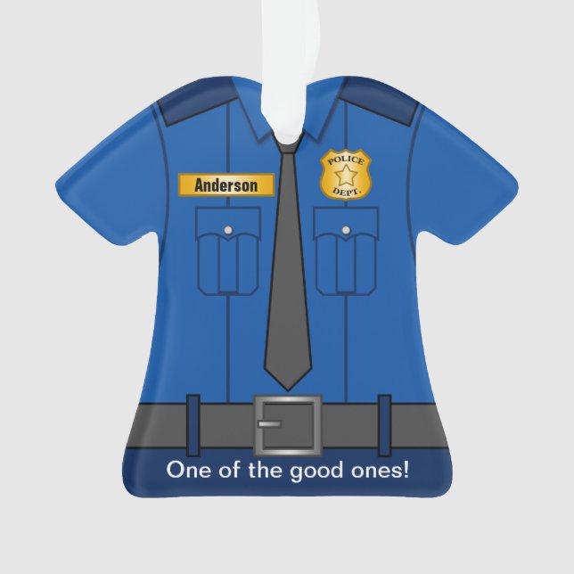Royal Blue Police Officer Uniform Ornament (Front)