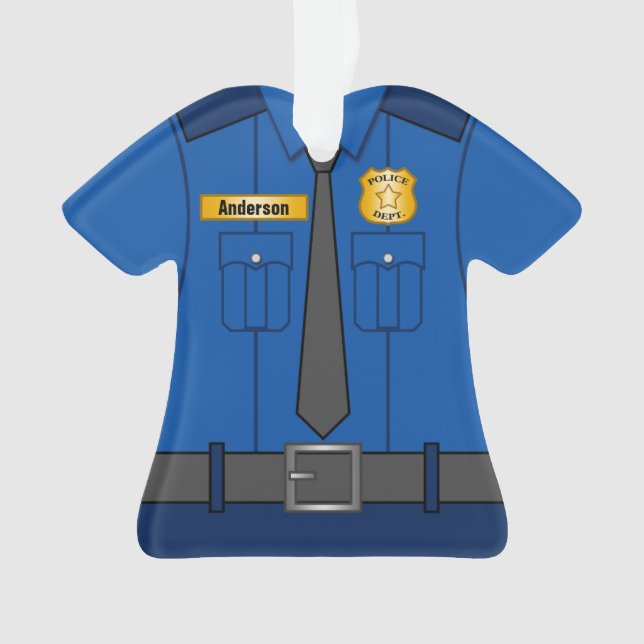 Royal Blue Police Officer Uniform Personalised Ornament (Front)