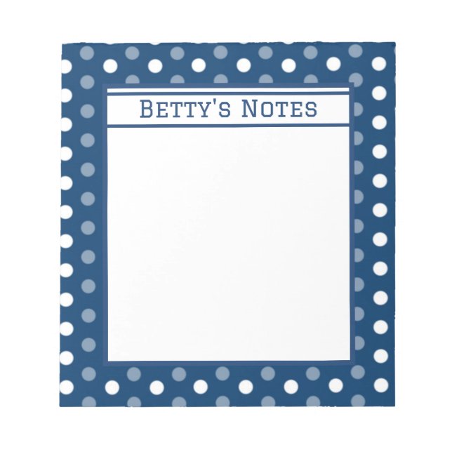 Royal Blue Polka Dot Notepad (Front)