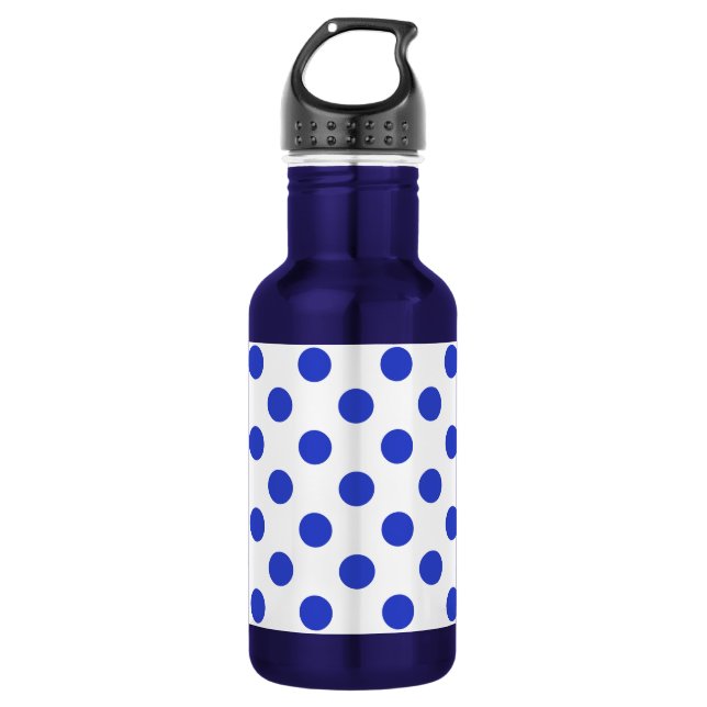 Royal blue polka dots 532 ml water bottle (Front)