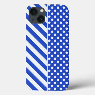 Royal Blue Polka Dots and Stripes by ShirleyTaylor iPhone 13 Case