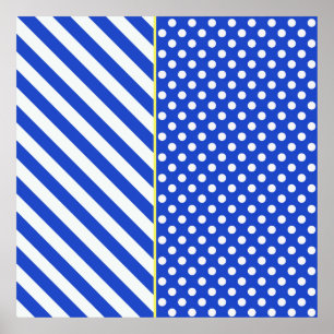 Royal Blue Polka Dots and Stripes by ShirleyTaylor Poster