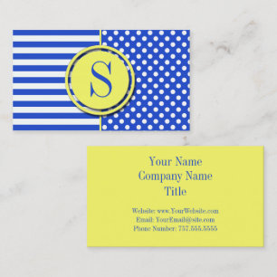 Royal Blue Polka Dots and Stripes by STaylor Business Card